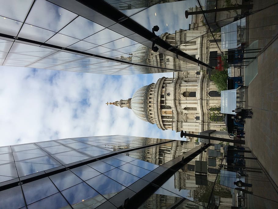New and the old, dome building in between glass walled building during daytime HD wallpaper