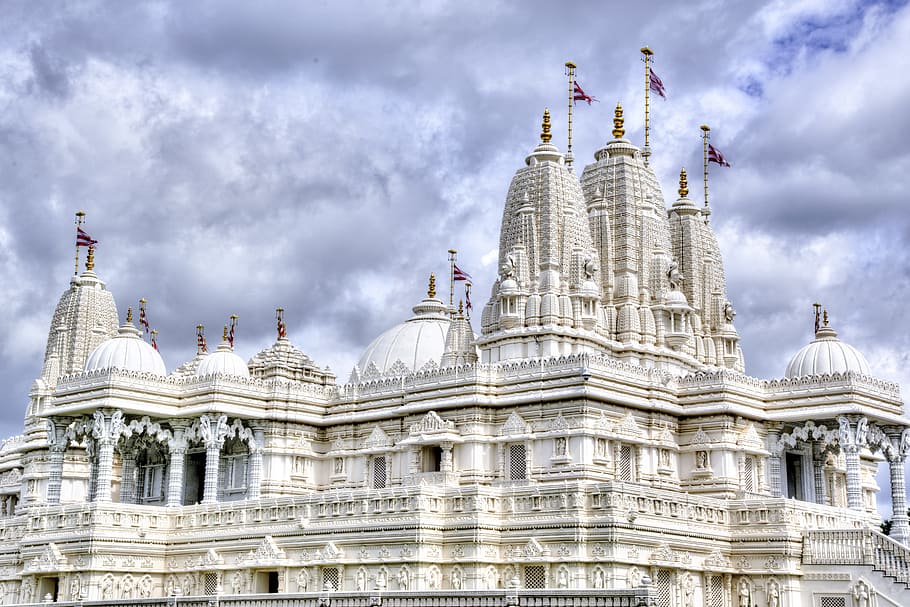 HD wallpaper: white concrete mosque under white cloudy sky, Hindu Temple,  Religion | Wallpaper Flare