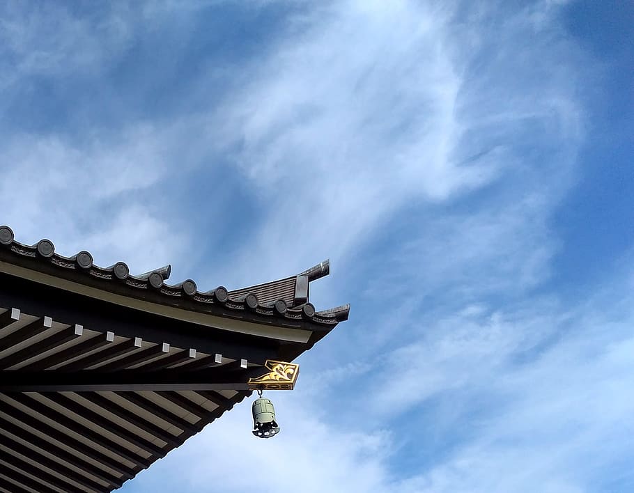 sky, architecture, roof, japan, temple, built structure, cloud - sky HD wallpaper