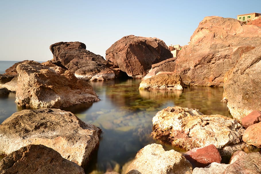 landscape, rocks, sea, nature, light, spain, mallorca, soller HD wallpaper