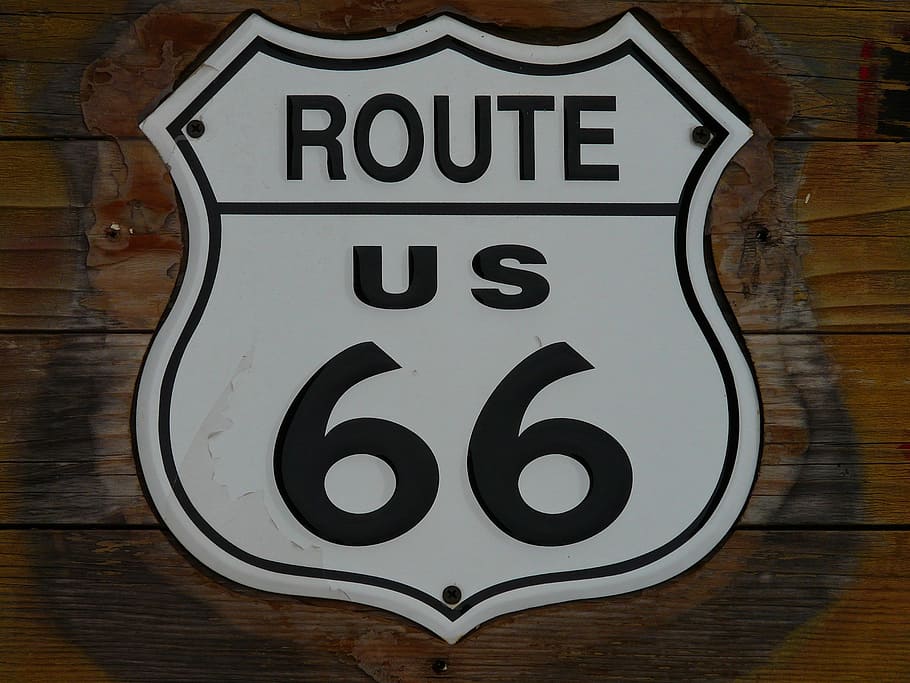 route US 66 board, Route 66, Shield, Plaque, Roads, highway HD wallpaper