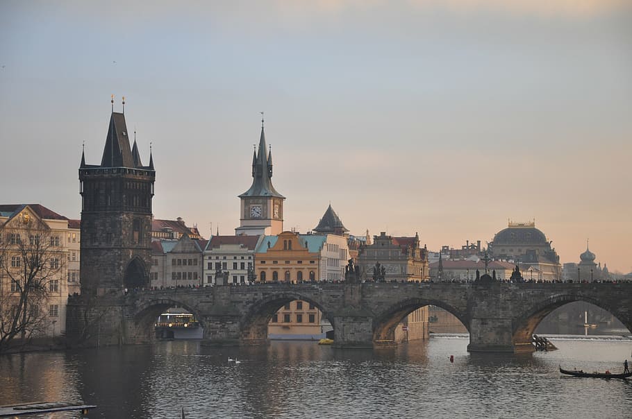czech, city, sea, bridge, building, prague, river, architecture HD wallpaper