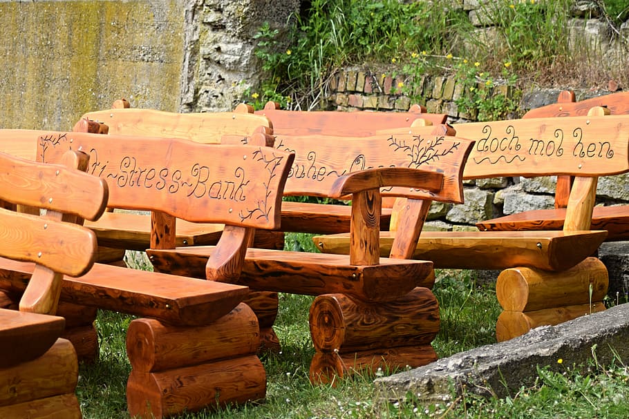 benches, wood, out, text, wood - material, communication, no people HD wallpaper