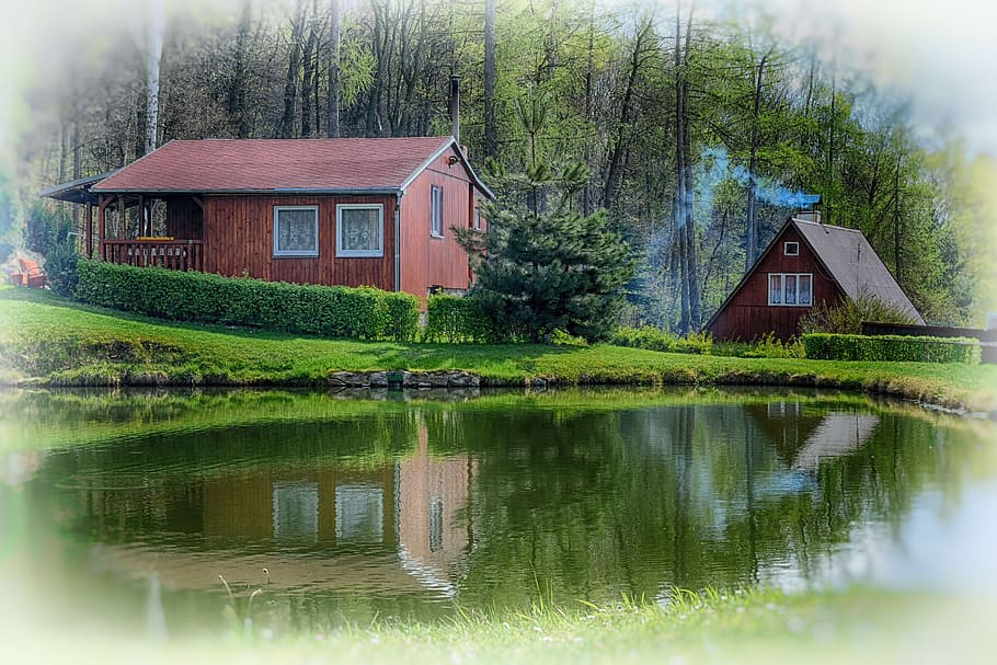 Nature, Pond, Cottage, Holidays, Spring, reflection, water HD wallpaper