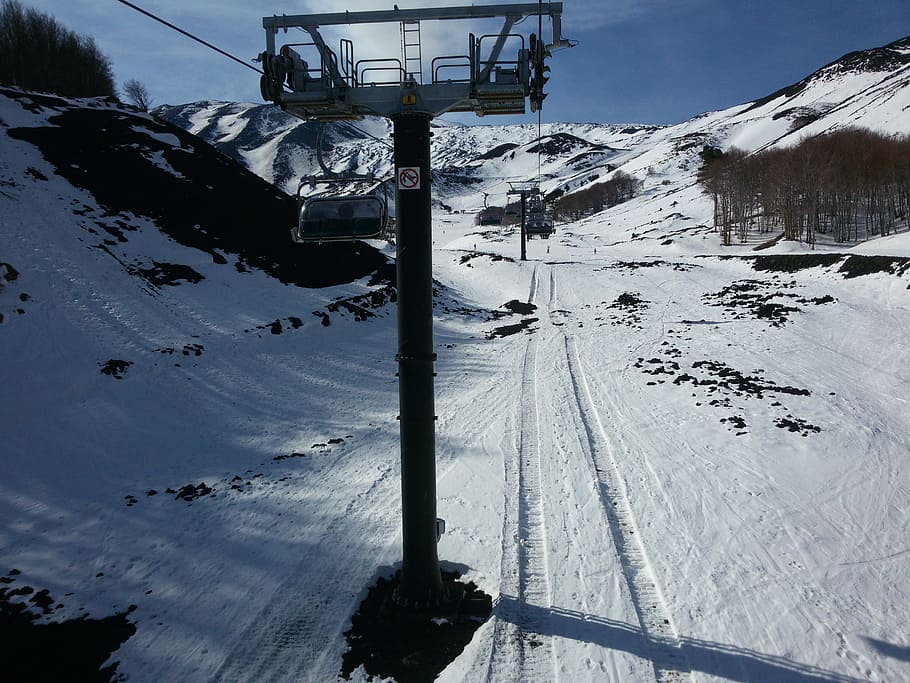 snow, sci, chairlift, skiing, winter, winter landscape, italy HD wallpaper