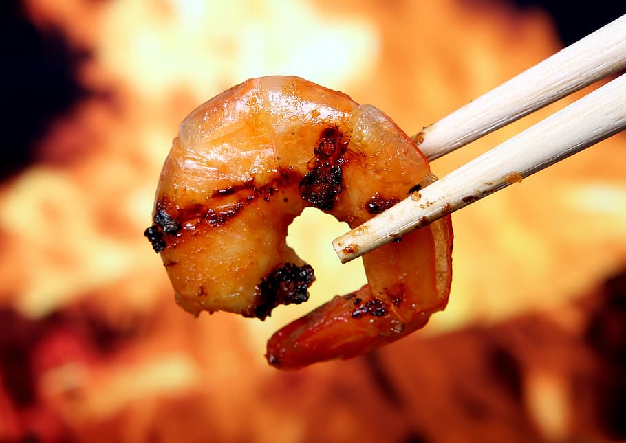 cooked food with chopstick, asian, barbeque, chinese, colorful, HD wallpaper