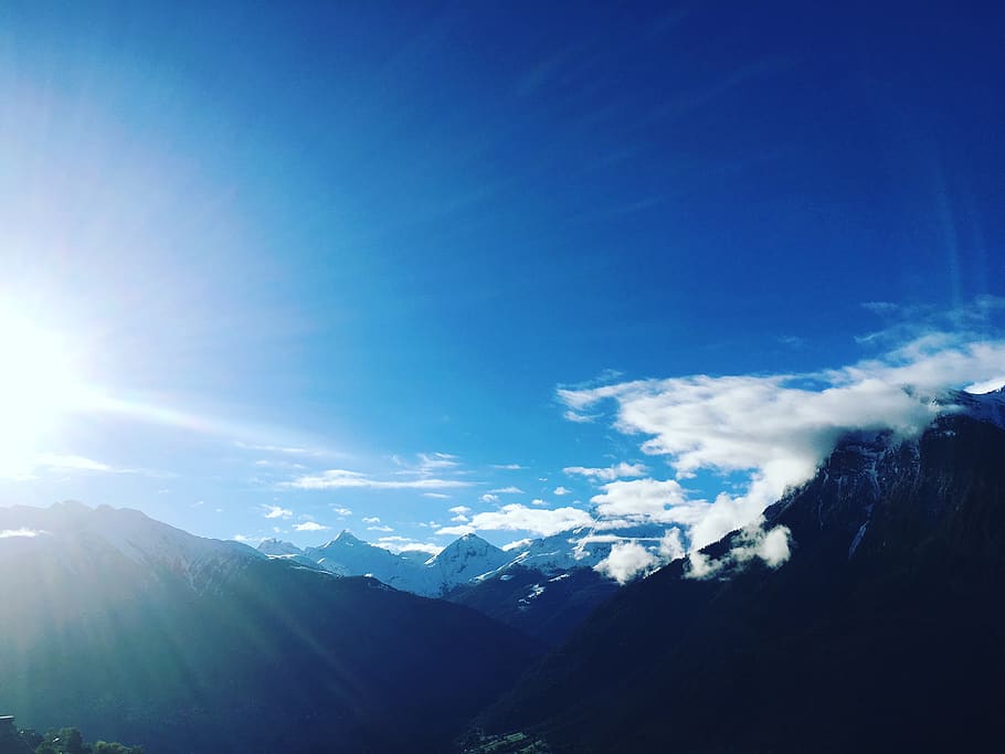 sky, blue, blue sky, nature, clouds, sky blue, nice weather HD wallpaper