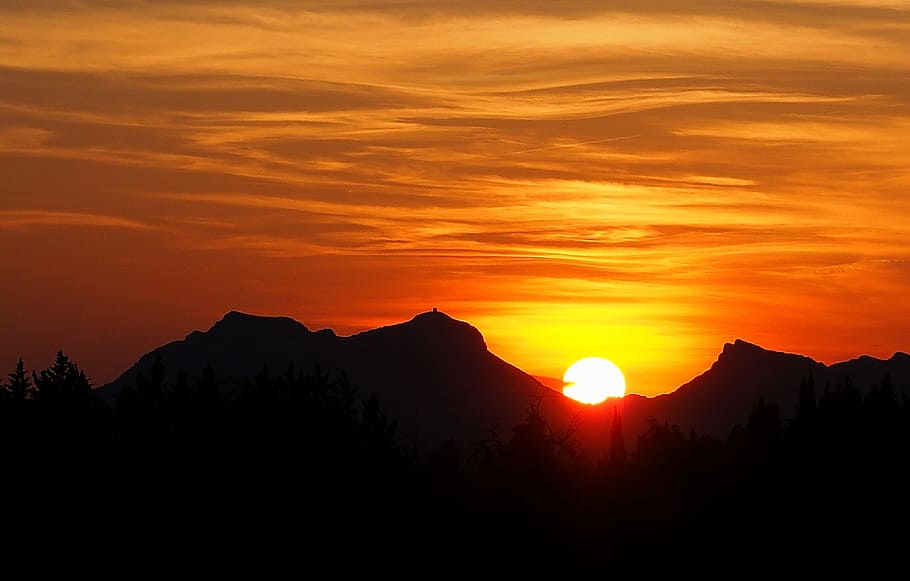 Sunset, Evening, Provence, Landscape, nature, mountain, dusk HD wallpaper