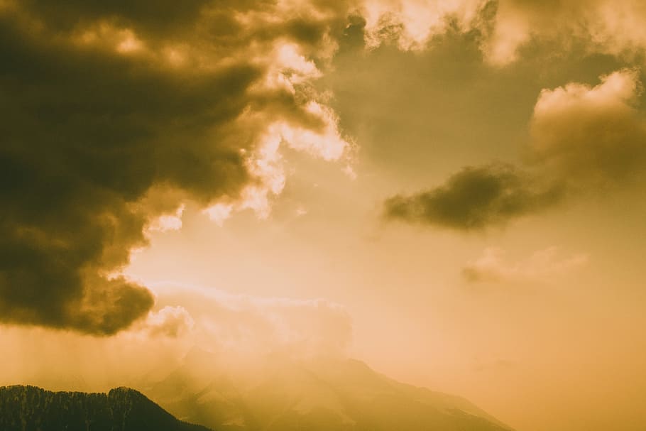 nimbus cloud, clouds during sunrise, cloudy, orange sky, overcast HD wallpaper