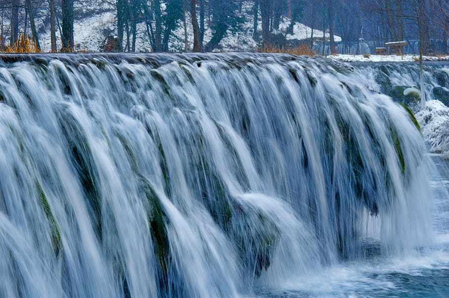 Cascade, Ice, Water, Cold, Winter, stream, nature, river, landscape HD wallpaper