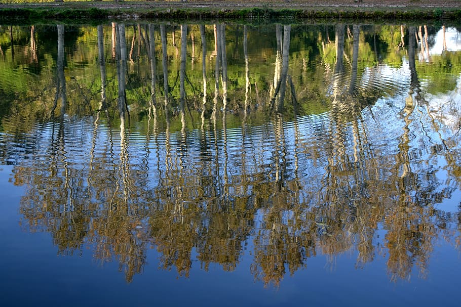 lake, trees, landscape, reflections, sky, water, nature, outdoors HD wallpaper