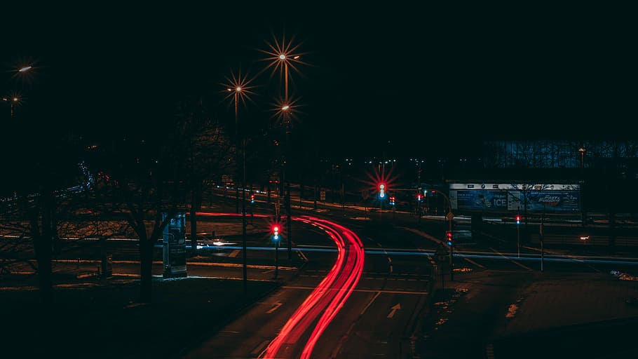 timelapse photography of road crossing the street, timelapse photography of road lights HD wallpaper