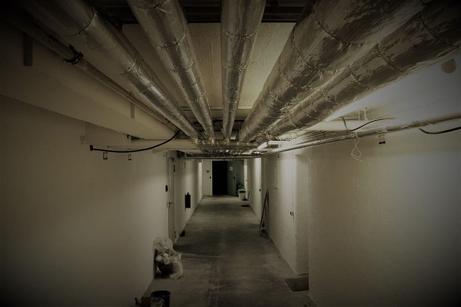 keller, cellar speed, gloomy, heating pipes, a mess, supply gear HD wallpaper