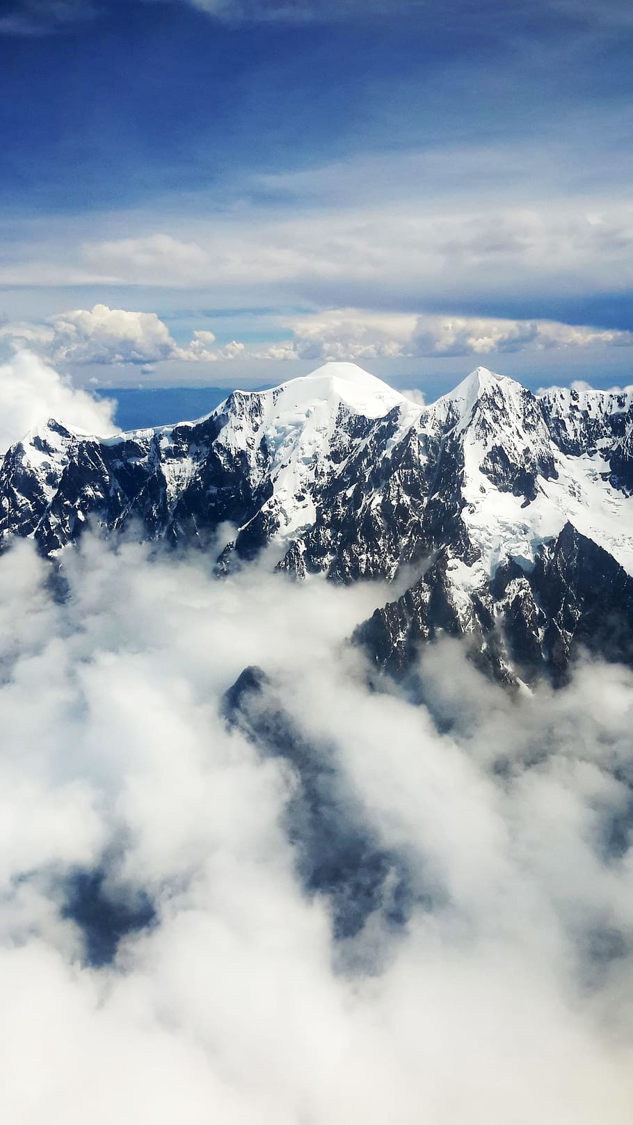 Aerial View of Mountain With Snow, adventure, alpine, altitude HD wallpaper