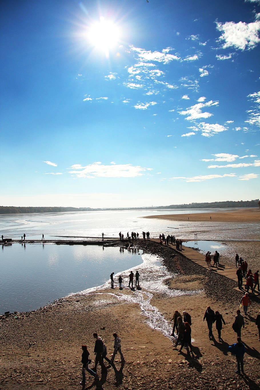 pond, rosenberg, harvesting, autumn, water, beach, sky, sea HD wallpaper