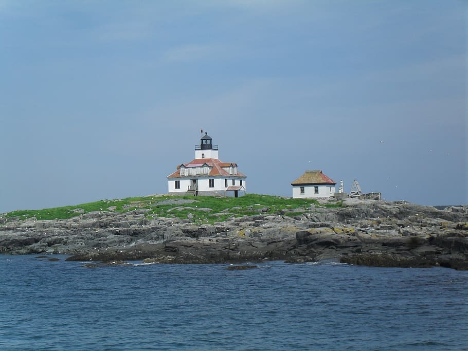 lighthouse, maine, rocky, historic, coastal, sea, new, england HD wallpaper