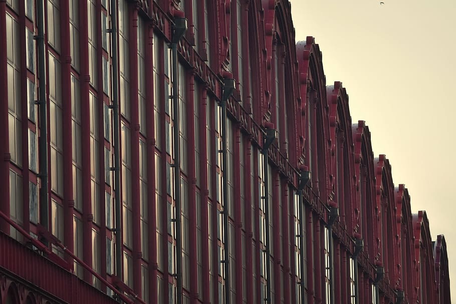 building, architecture, facade, red, windows, antwerp, central station HD wallpaper