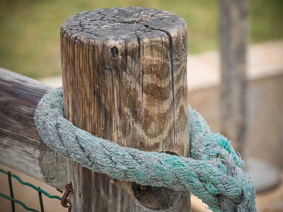 fence, goal, knot, rope, limit, railing, wood, barrier, bokeh HD wallpaper
