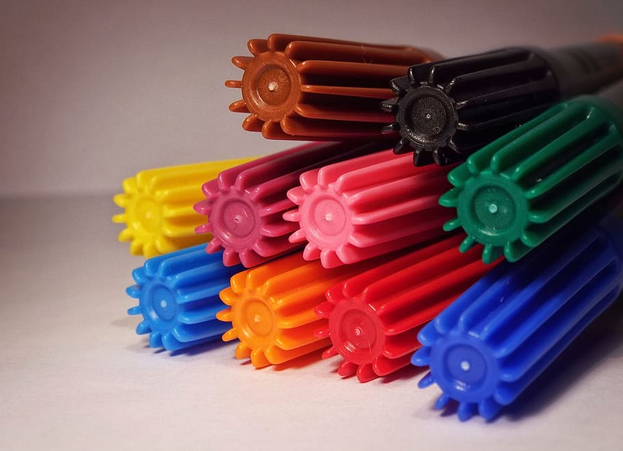 Colors, Crayons, Marker, Draw, Tool, hygiene, red, multi colored HD wallpaper
