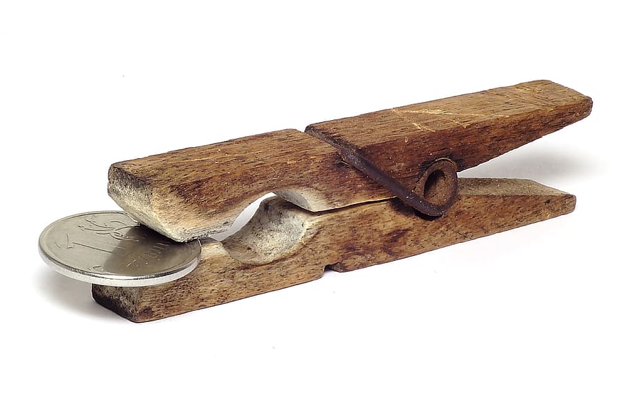 Ruble, Coin, Money, Poverty, Clothes Pin, wood, spring, rusty HD wallpaper