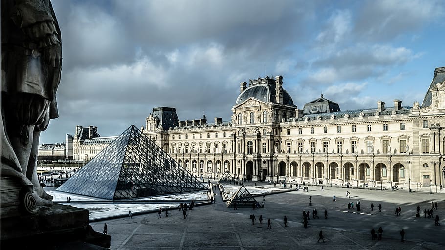 Louvre Museum, Paris, historic, building, monument, pyramid, lisa, HD wallpaper