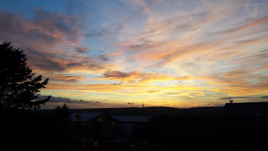 sunset, sky, clouds, good night, abendstimmung, evening, evening sun HD wallpaper