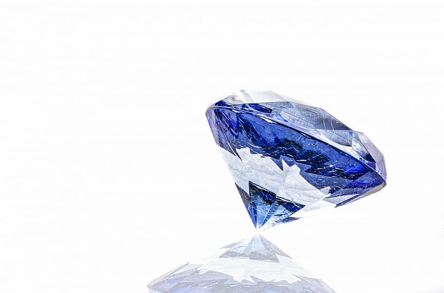 round cut blue gemstone, diamond, shine, clear, expensive, white, HD wallpaper