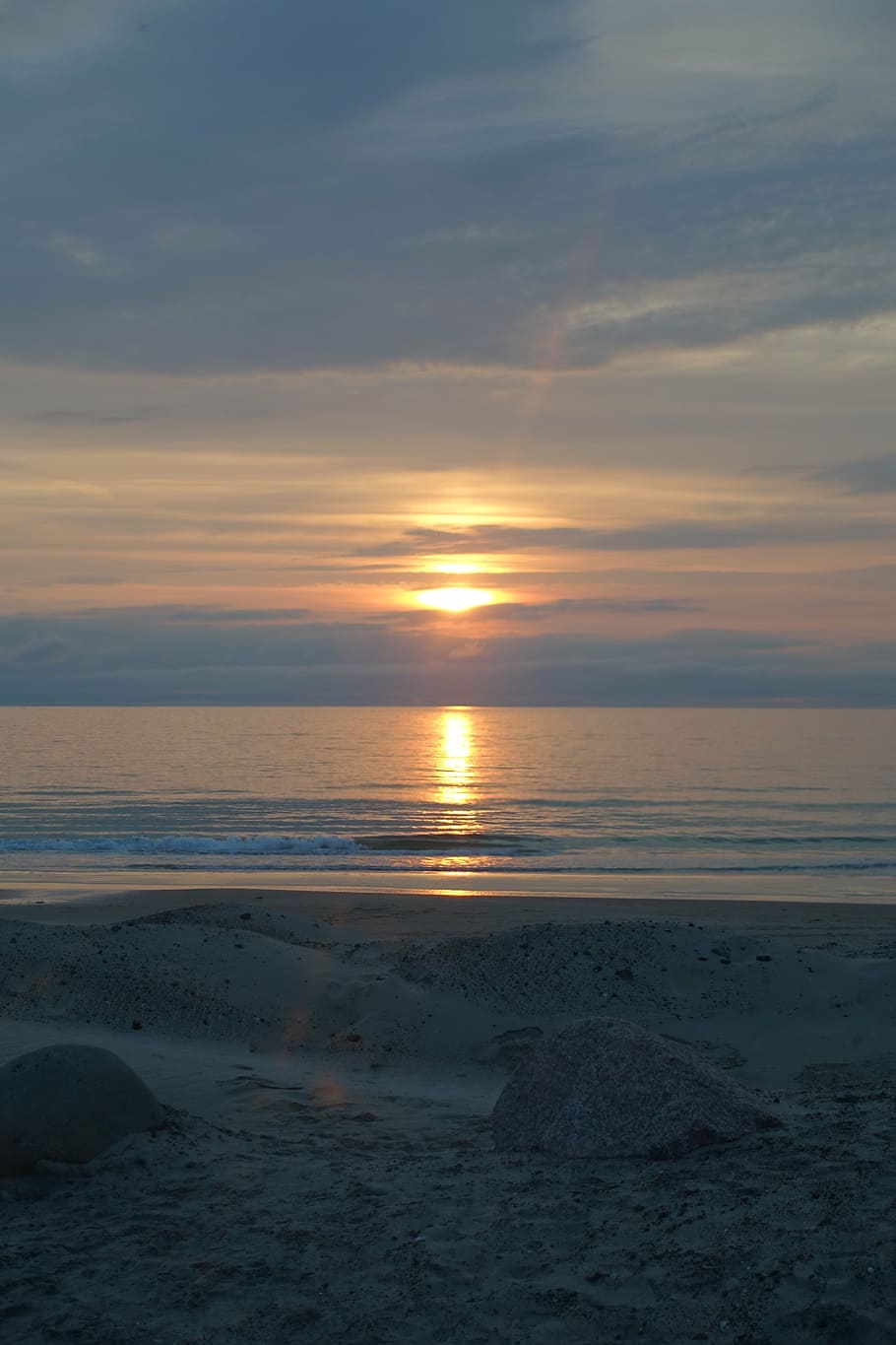 beach, evening, sky, sea, mood, holiday, water, sunset, twilight HD wallpaper