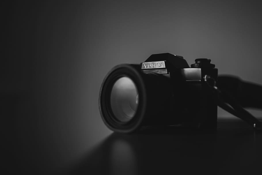 shallow focus photography of black Yashica camera, grayscale photo of Yashica camera, HD wallpaper