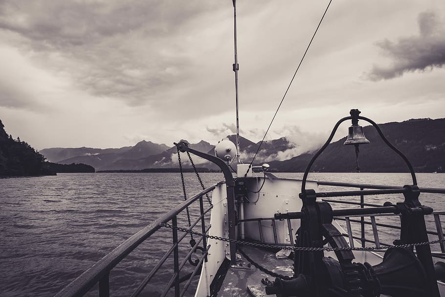 Ship, Clouds, lake wolfgang, rain, landscape, nautical vessel HD wallpaper