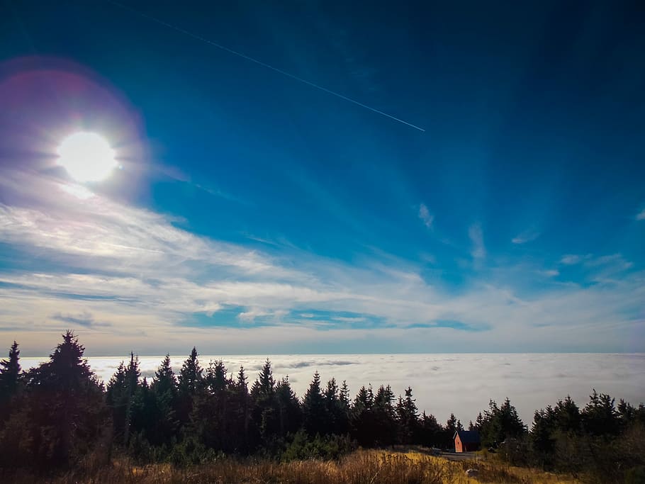 Inversion, Klínovec, Clouds, Sun, Nature, background, sky HD wallpaper
