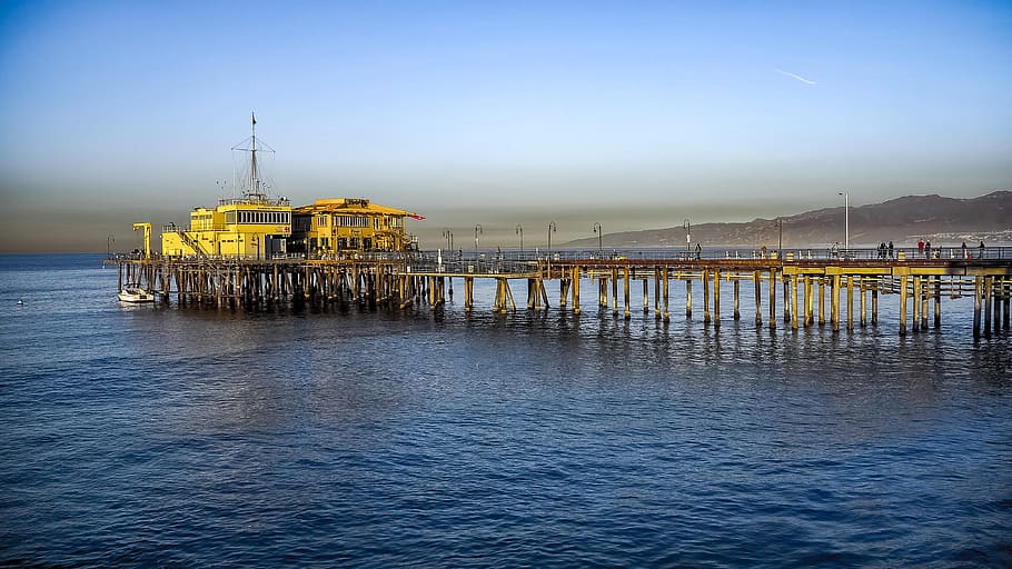 ocean, the pier, water, waves, sunrise, the waves, holiday HD wallpaper