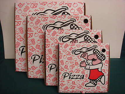 assorted sizes of four pizza boxes, corrugated, pizza-boxes HD wallpaper