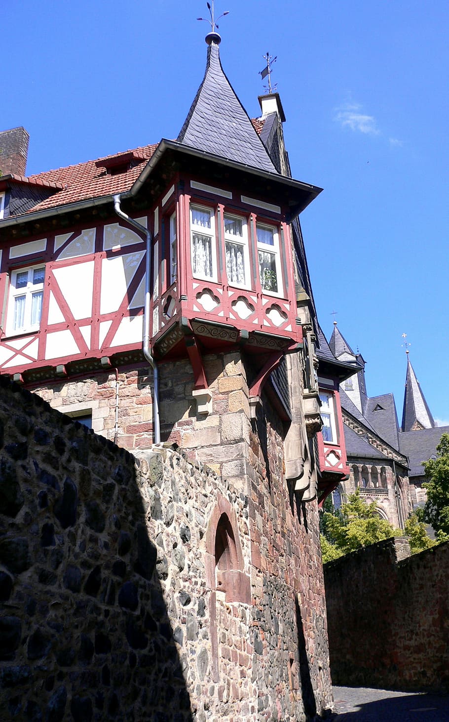 truss, bad wildungen, wall, old, home, castle, stone, architecture HD wallpaper