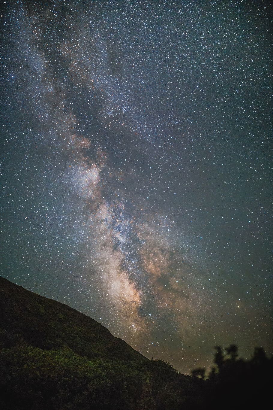 photo of mountain range under starry night, stars, sky, night sky, HD wallpaper