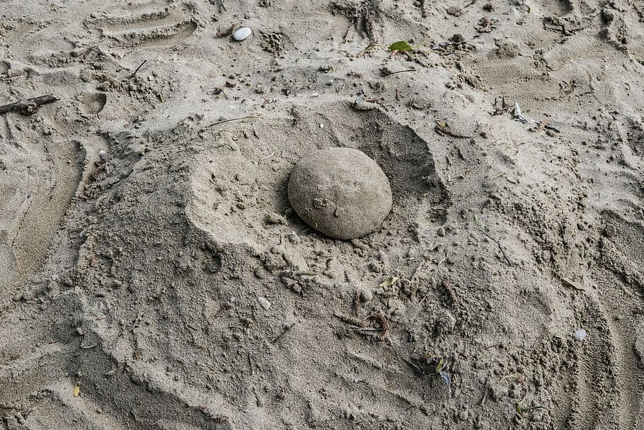 sand ball, beach, play, land, high angle view, no people, nature HD wallpaper