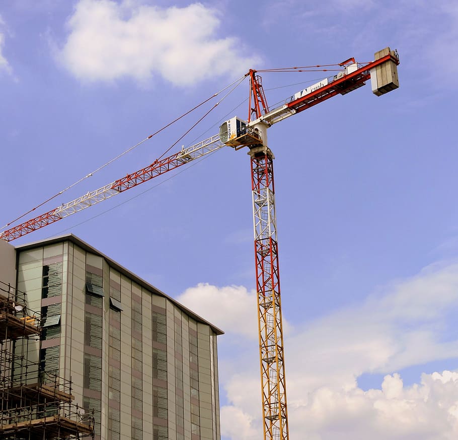 crane, construction, work, scaffolding, building, height, sky HD wallpaper