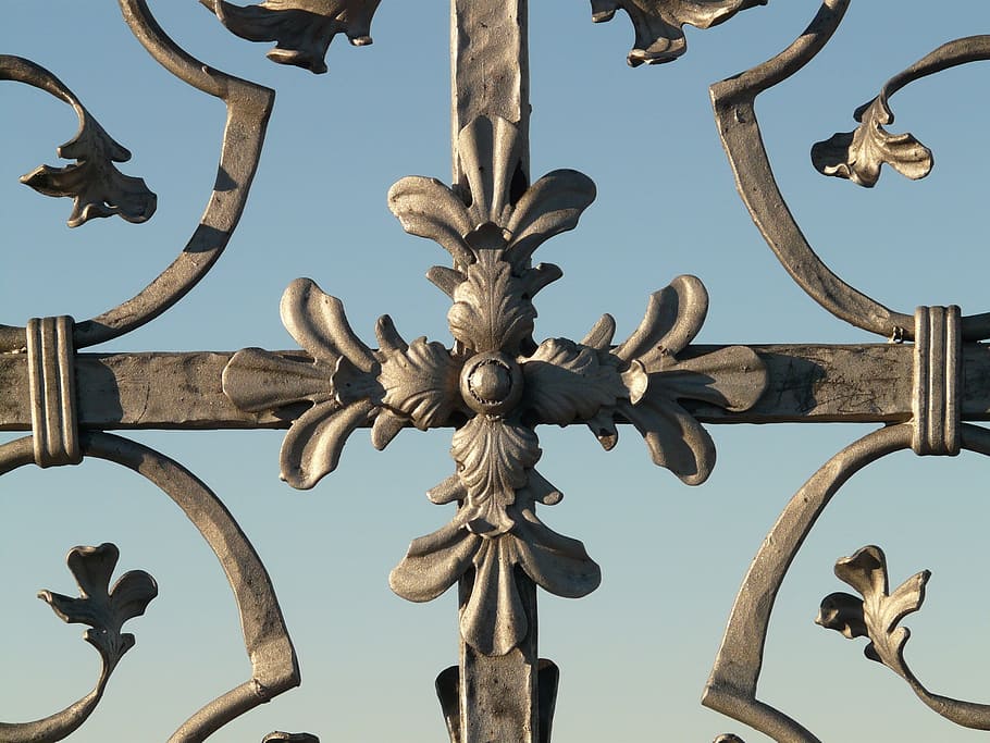 cross, iron, grid, ornament, metal, sky, faith, god, christianity HD wallpaper