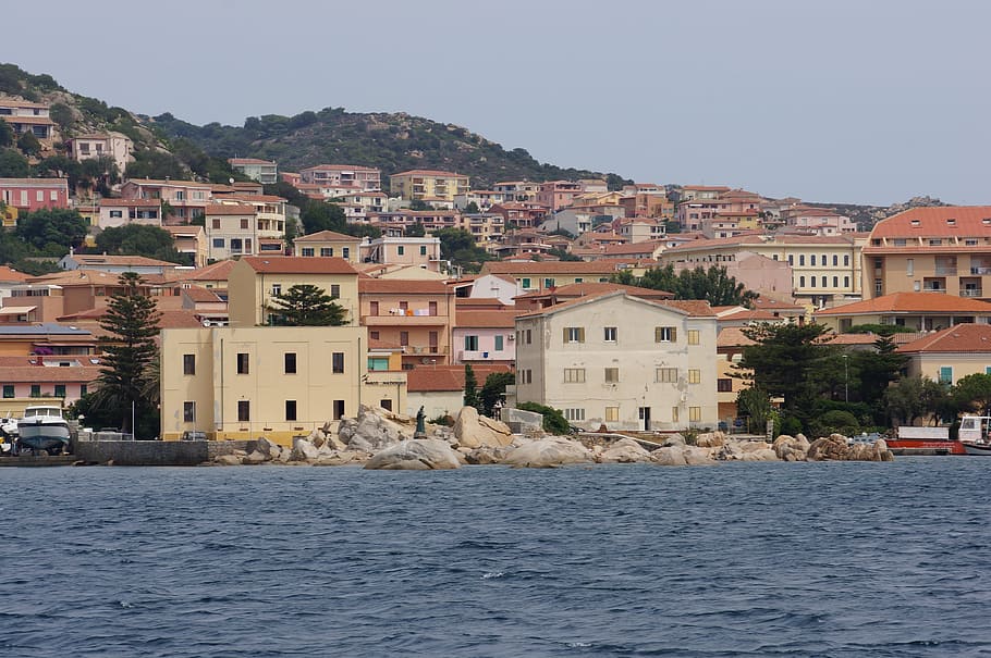 Sea, Water, Lake, Surface, Nature, Bank, homes, italy, europe HD wallpaper