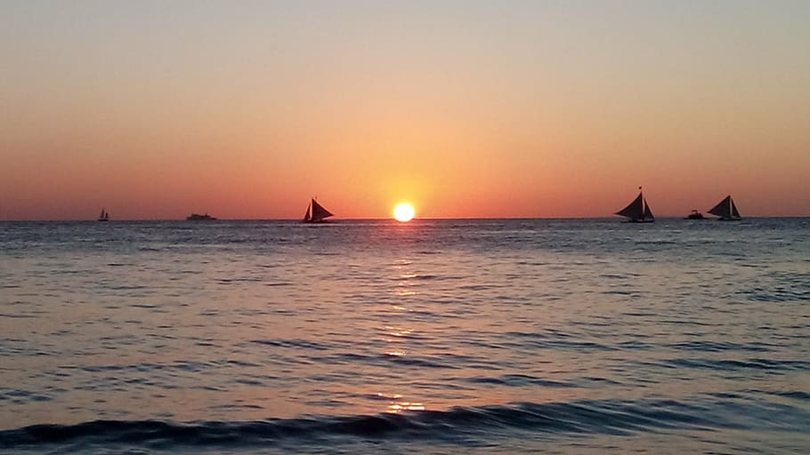 beach, sunset, philippines, ocean, sky, vacation, tropical HD wallpaper