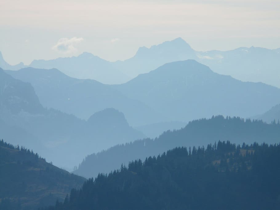 mountains, panorama, distant view, mountain weather, hair dryer HD wallpaper