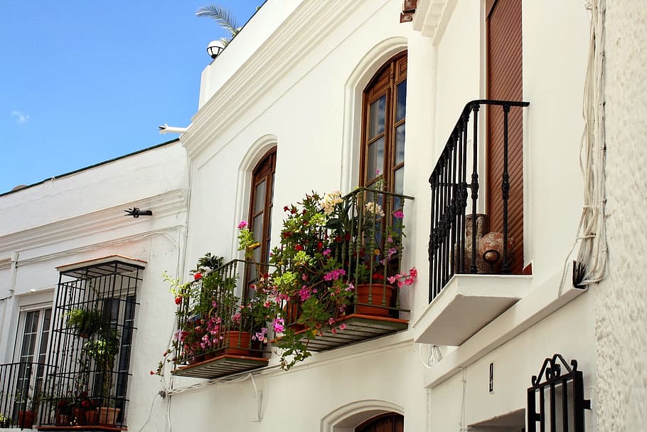 architecture, house, window, balcony, door, built structure HD wallpaper