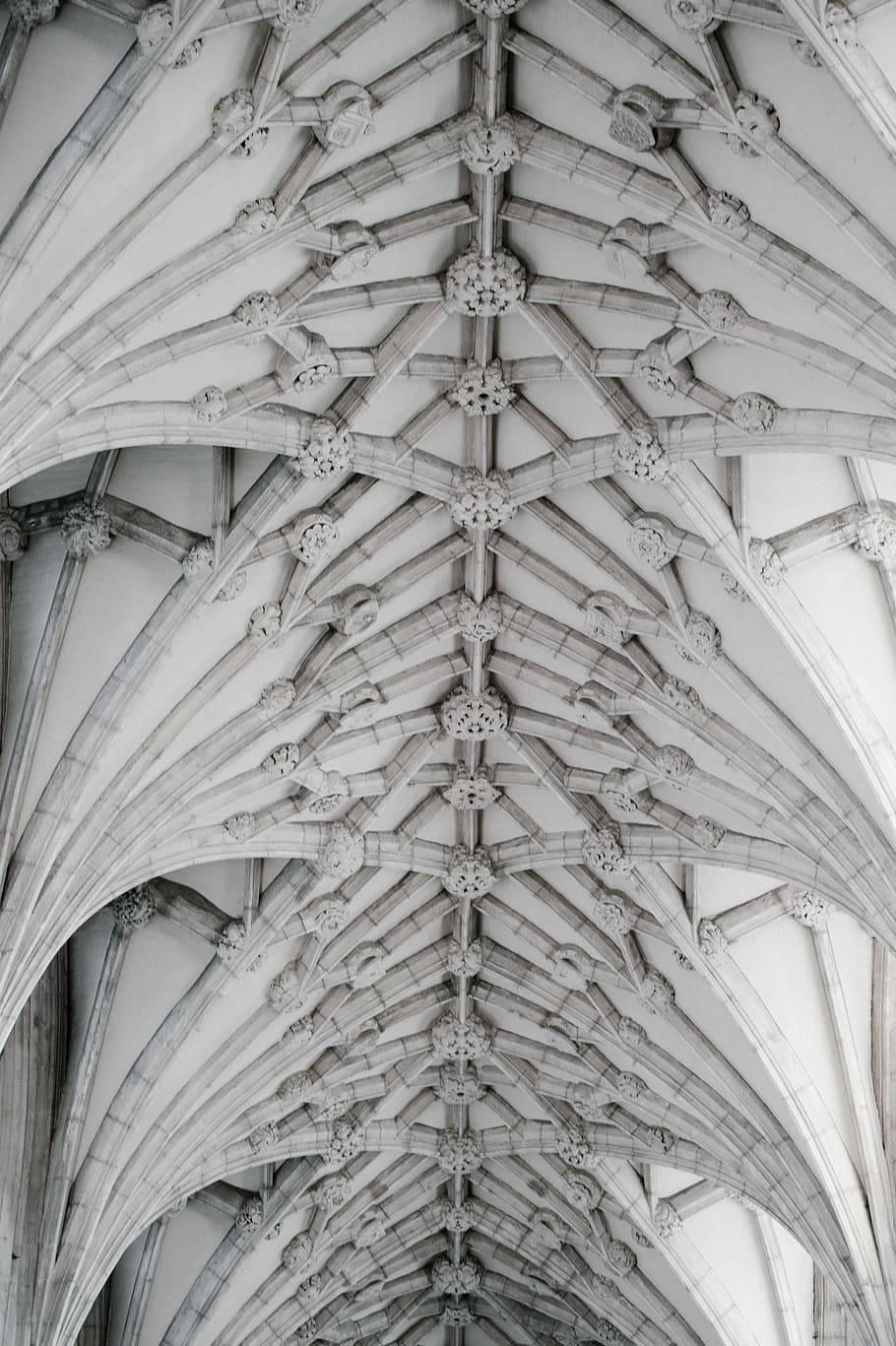 Winchester Cathedral, white concrete ceiling of building, architecture HD wallpaper