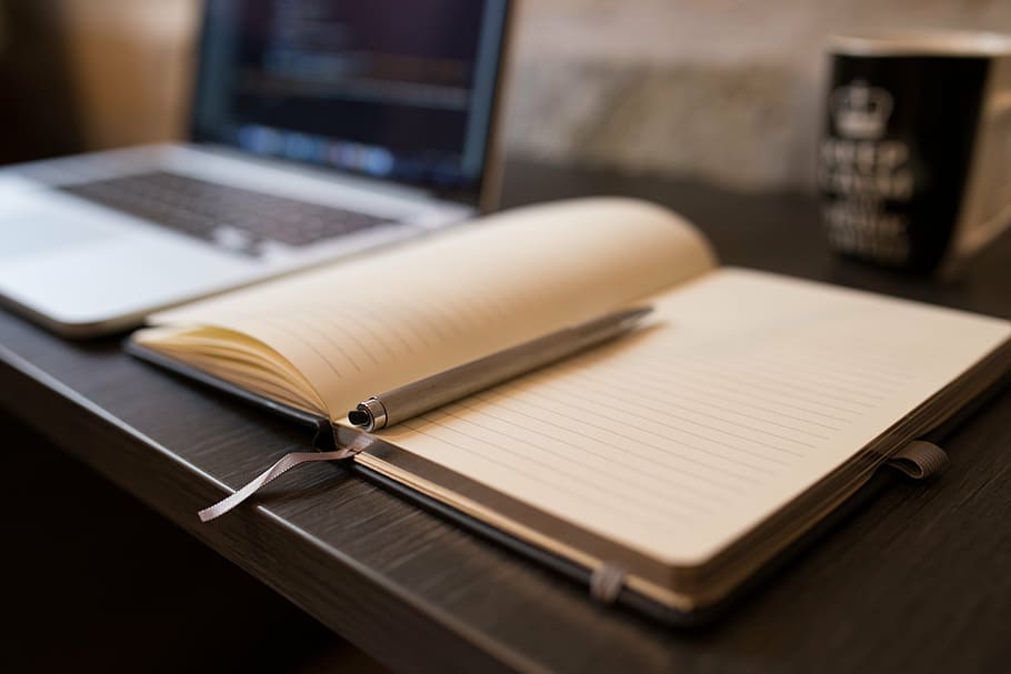 shallow focus of diary and pen, book, open, notebook, empty HD wallpaper