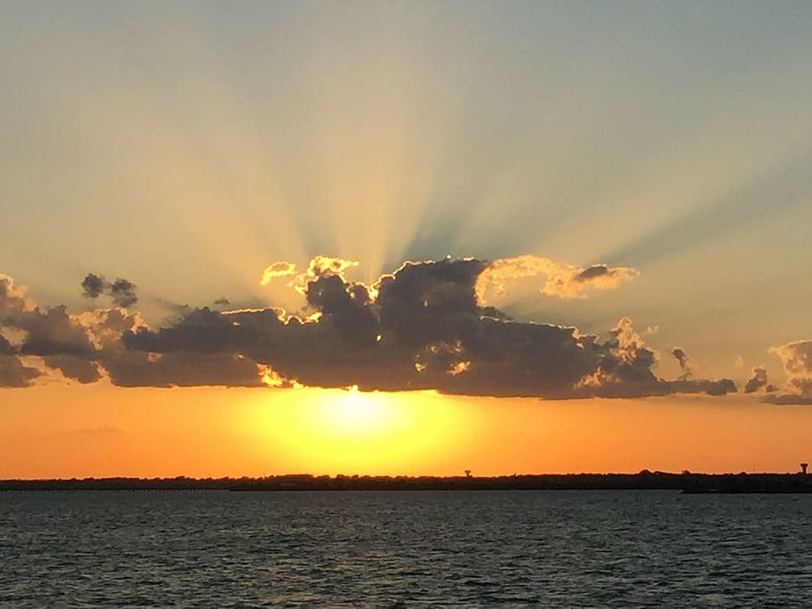 sunset, water, boat, sky, scenics - nature, beauty in nature HD wallpaper
