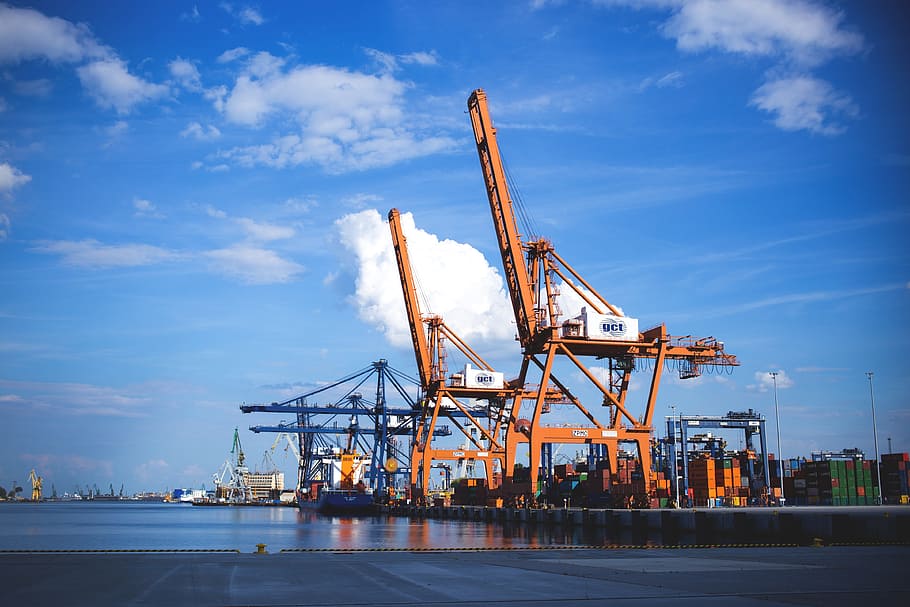 still, items, structures, cranes, dock, pier, steel, creates HD wallpaper