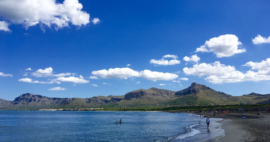 mallorca, bay of alcudia, mont farrutx, coast, beach, sea, alcúdia