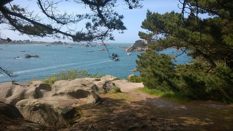 Landscape, Sea, Coast, France, sky, beach, brittany, horizon HD wallpaper