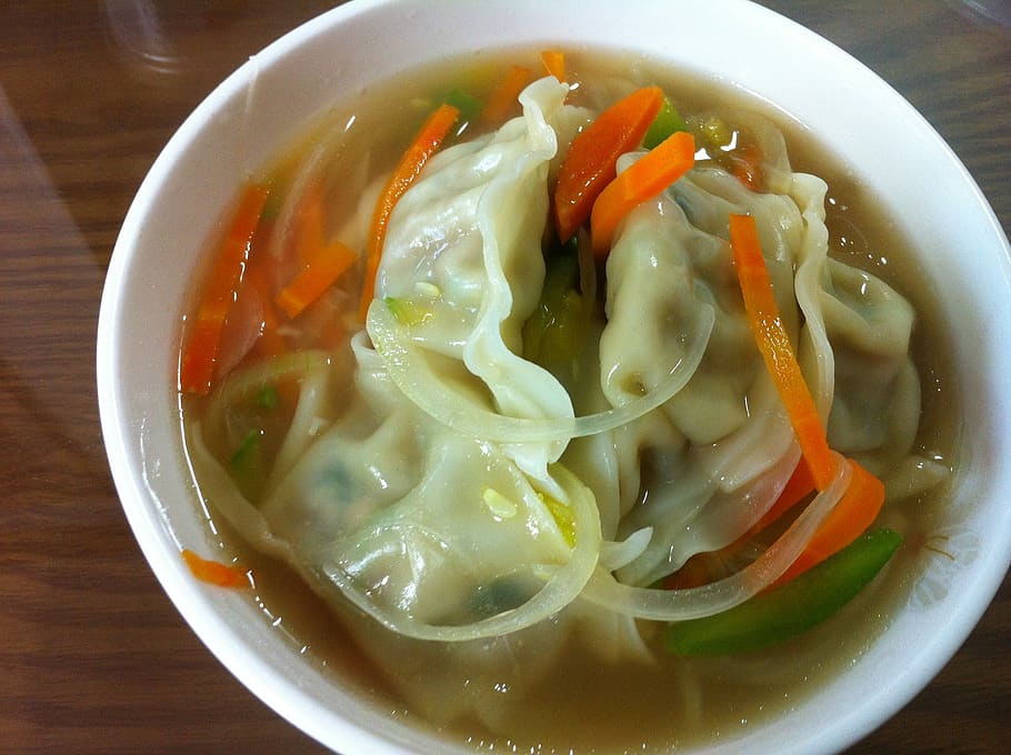 dumpling soup, dumpling cooking, dumplings, food and drink HD wallpaper