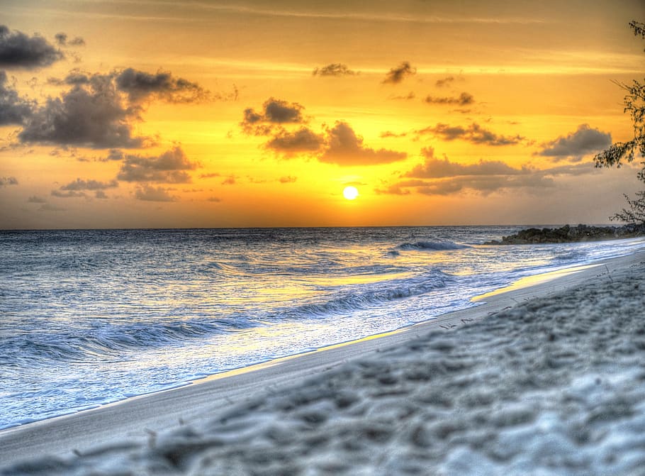 barbados, sunset, caribbean, sky, sea, water, scenics - nature HD wallpaper